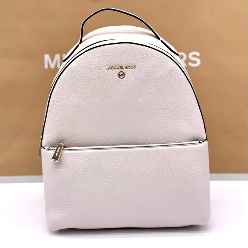 Michael Kors Valerie Medium Light Cream Pebbled Leather Backpack